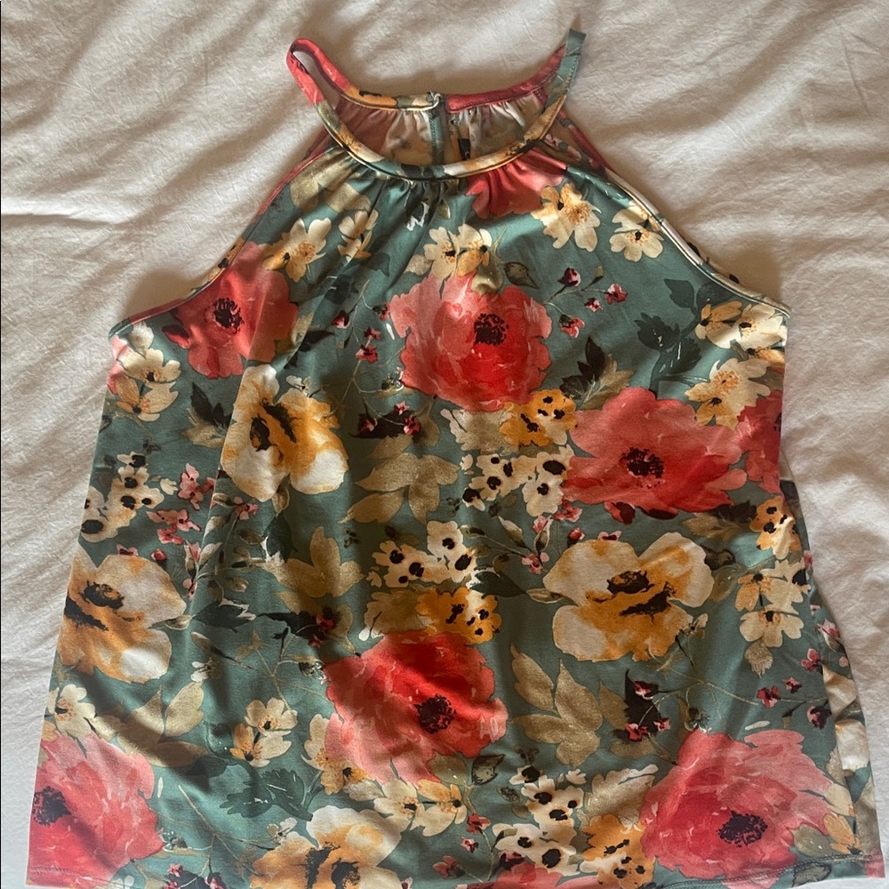Papermoon Floral Tank Top - Green and Red